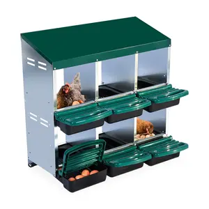 6-Compartment Roll-Away Chicken Nesting Box for Easy Egg Collection,Cleanable Pull-Out Design for Convenient Hen Roosting- Durable&Space-Saving,Green