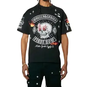 Louis Patch Graphic Tee First Row with Puff Printed Menswear Top Underwear Streetwear T-shirt Crewneck Round Neck Casual Short Stylish