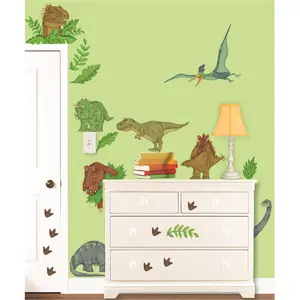 212 MAIN Animal Theme Dinosaur Land Super Jumbo Applique Wall Stickers, Smooth Decorative Peel-Stick Removable Home Decor Borders