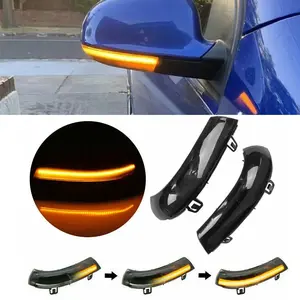 Dynamic LED Mirror Turn Signal Lights, Fits VW Golf 5/Jetta MK5/Passat B5.5/B6 Skoda Superb B5, 2600Lm Brightness Semi-Smoked Lens, Abs Enclosure, IP67/E-Mark/CE Certified Plug & Play Error-Free, Scratch-Resistant Matte Surface, Not for Passat CC