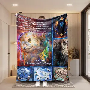 New Kids' Inspirational Print Blanket, Retro Puzzle Design, Ultra Soft Comfort, Suitable for Travel Leisure, All-Season Use