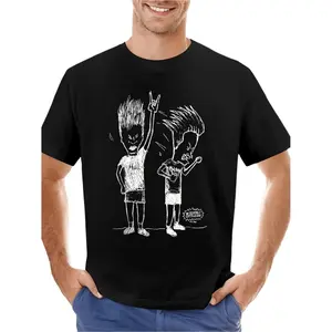 Men's Beavis and ButtHeads Vintage MTV90s Graphic T-Shirt Soft Breathable Cotton Retro Tee for Casual Wear and Themed Events