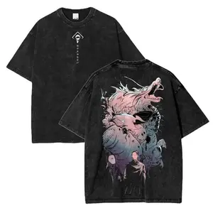 valentine shirts Jujutsu Kaisen Anime Acid Wash Oversize T-Shirt Suguru Geto Anime Tee Gift For Him 8