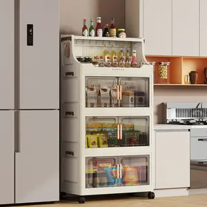 Magnetic Storage Cabinet with Wheels, 46cm X 28cm, 2-6 Layers, Plastic Material, Easy Assembly, Space saving cabinet, Bedroom & Living Room Organizer