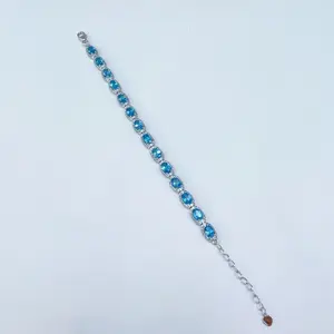 [S54]S925 Fashion Oval Gemstone Bracelet