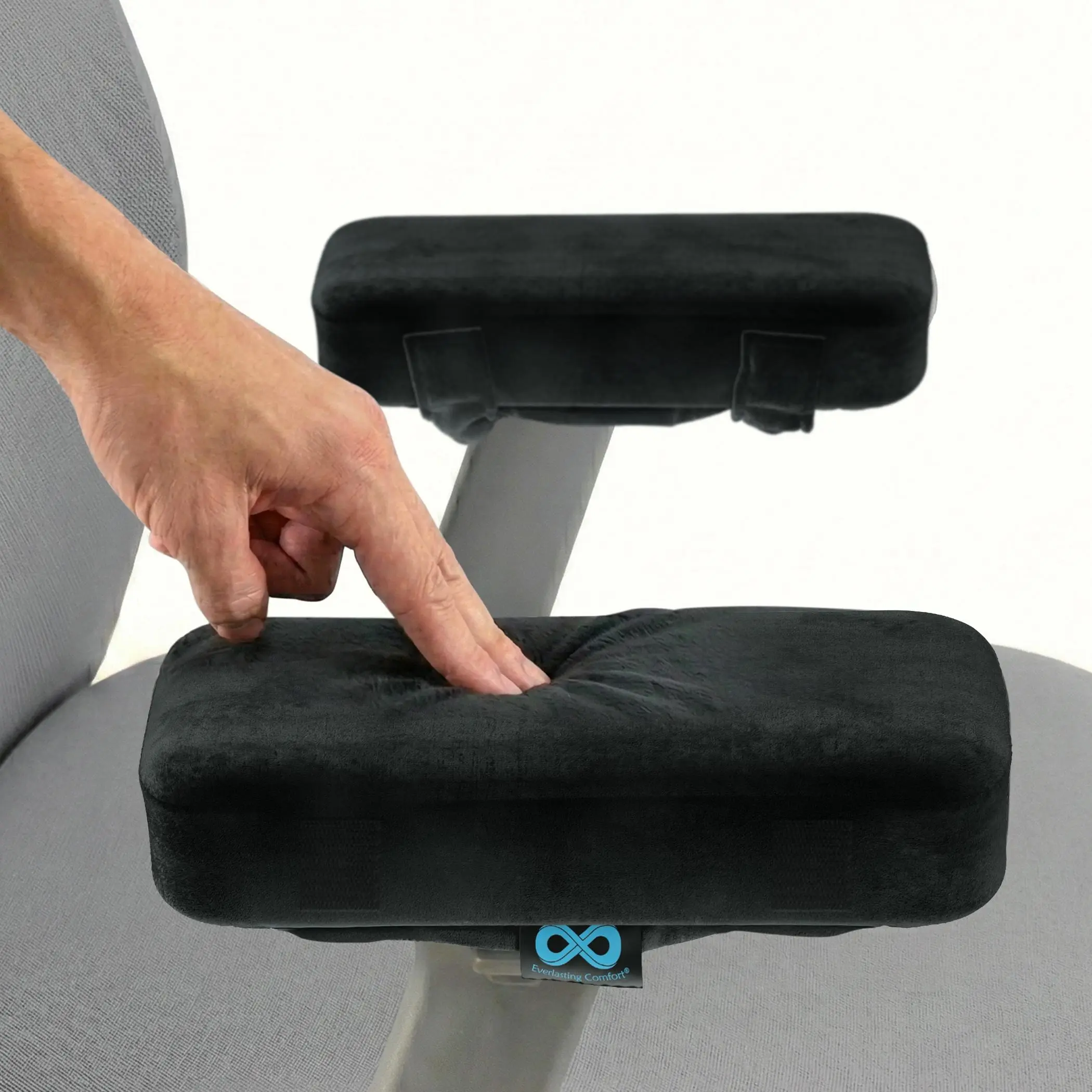Everlasting Comfort Arm Rest Pads - Premium Memory Foam and Cooling Gel Pad - Universal Fit for Office and Gaming Chairs - Machine Washable Mesh Cover - Contoured Design - Double Sided Fasteners