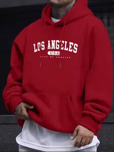 Men's Hooded Sweatshirt Fashion Printed Design Polyester Fabric Casual Fitted Style Fall & Winter Daily Wear Gift Idea