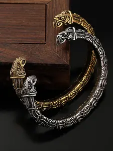 Exquisite Viking Odin Raven Head Open Bracelet, Vintage Punk Hip Hop Scandinavian Nordic Mythology Jewelry, Perfect Gift for Couples on Valentine's Day & Birthdays