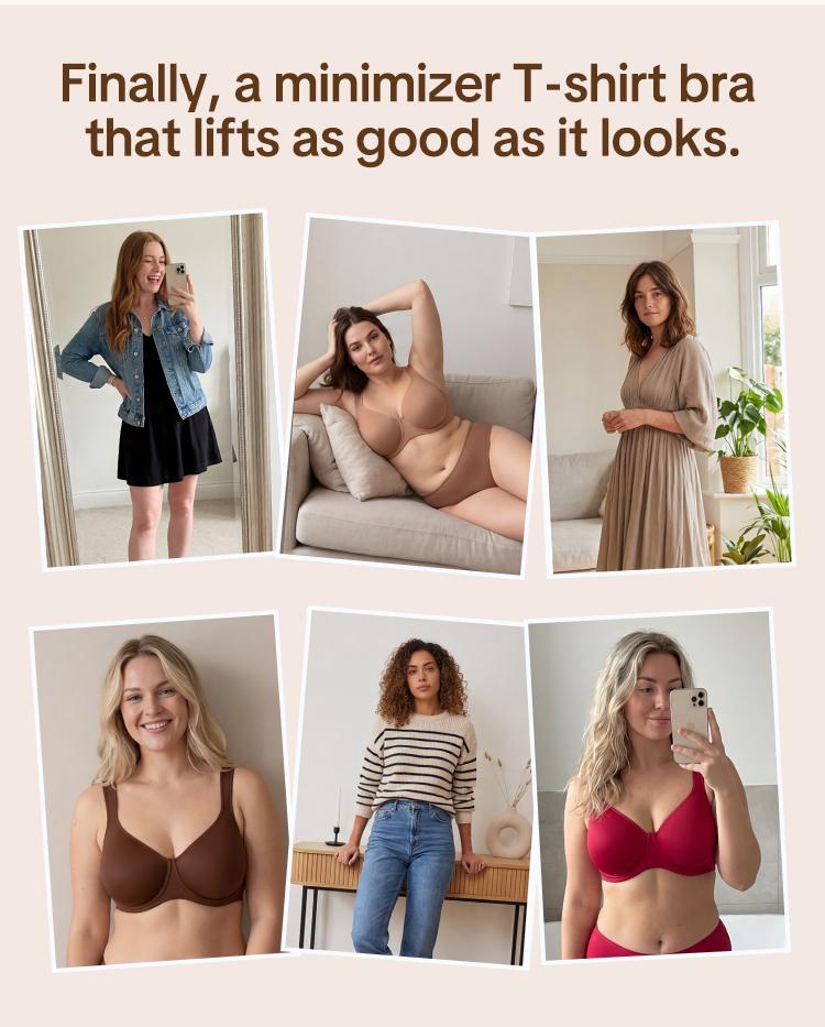 HSIA Joan Comfortzone Cooling Unlined Plus Size Full Coverage Underwire Support Minimizer Bra 1 to 1.5 Cup Sizes Down U Shaped Smoothing Back Wider Cushioned Straps Naked Feel Soft Smoothing T Shirt Bra for Big Bust Women