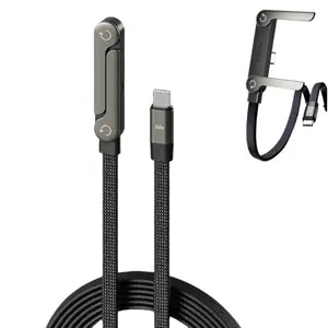 2-In-1 Invisible Stand Charging Cable, 1.5m C-Type Adjustable Angle, 240w Super Fast Charging Fast Charge Line 5ft, for Smartphones, Tablets, Laptops, Gaming Devices