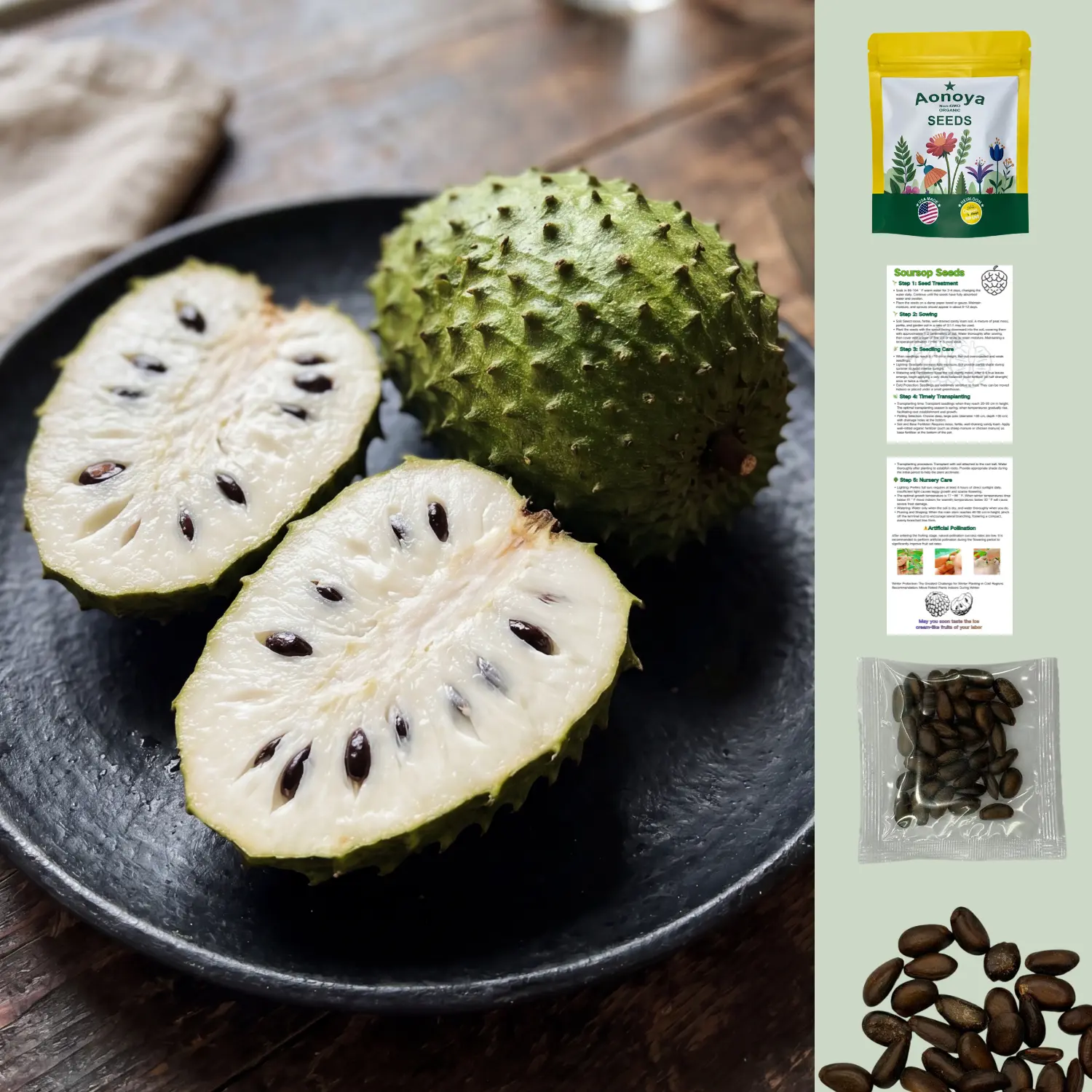 Organic Soursop (Graviola) Seeds – 30pcs Non-GMO Heirloom Tropical Fruit seeds