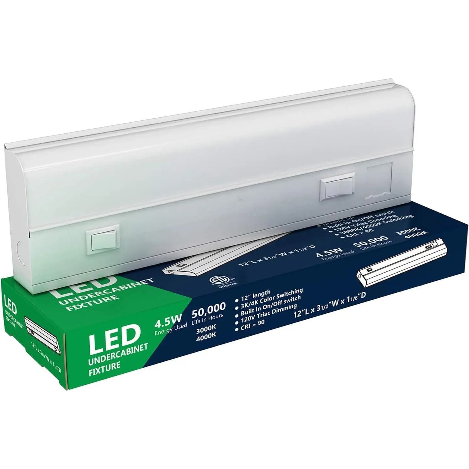 12 inch Hardwired Under Cabinet Lights, 2 Color Settings - 3000K (Soft White) and 4000K (Cool White), Under Cabinet Lighting, Dimmable Under Counter Lights, Under-Counter Light Fixtures