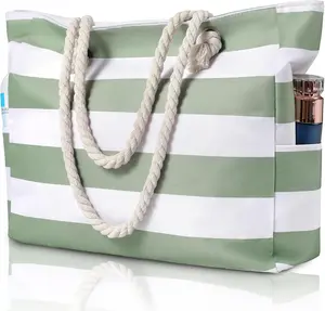 Beach Bag for Women - Large Beach Tote Bag, Waterproof Sandproof Beach Bag with Zipper, Large Swim Pool Beach Tote