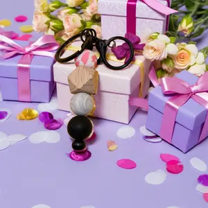 Handmade Purple Bow Charm Keychain | Polymer Clay Beaded Accessory