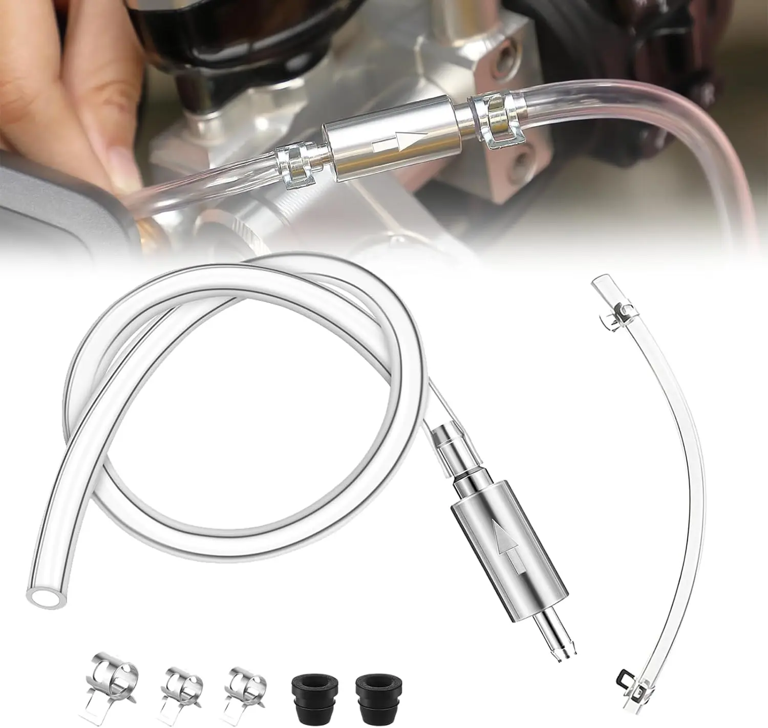 Brake Bleeder Kit,One Way Check Valve Tube Bleeding Tool Kit Includes 2PCS Brake Bleeder Hose,2PCS One Way Check Valve,Universal Break Bleeder Kit Car Accessories for Car Motorbike Bike