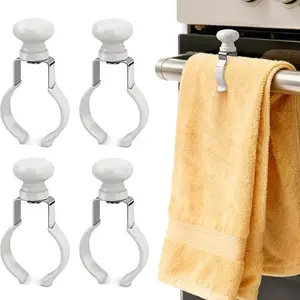 1/2/4-Pack Heat-Resistant Steel Towel Clips - Anti-Slip Holder for Kitchen & Bathroom | Prevents Towel Falling on Oven Handle, Stove, Dishwasher, Bathroom Rack