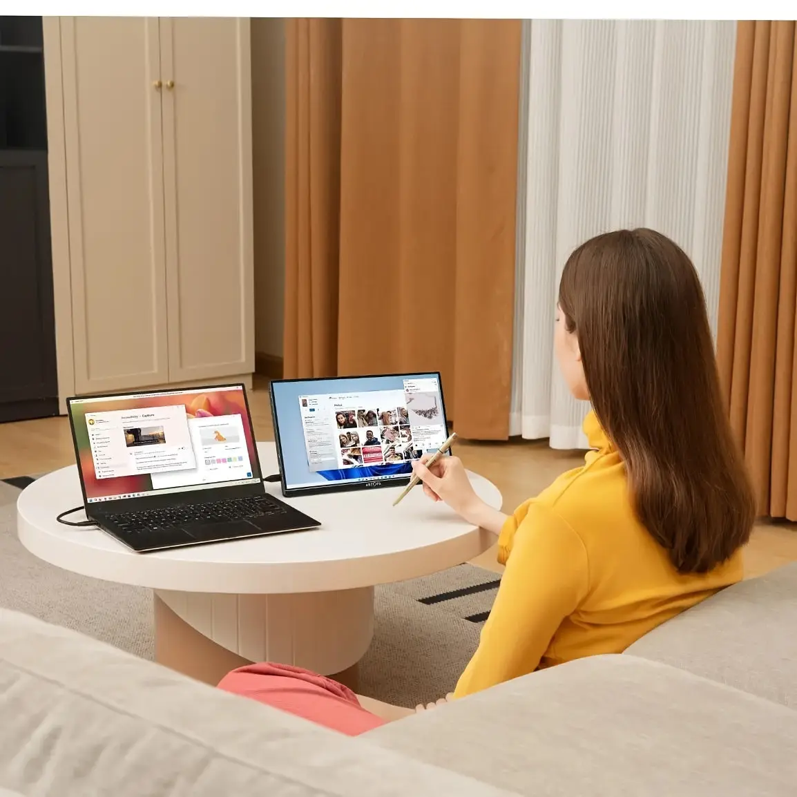 ARZOPA 14.0" Ultra Slim Portable Monitor - FHD 1080P External Display with Dual Speakers - Second Screen for Laptop, PC, Phone, Xbox PS4/5 Switch - Kickstand Included