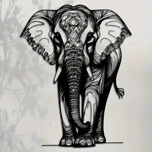 Handmade Iron Elephant Wall Art, Bohemian Floral Design, Durable Metal Home Decor, Easy Installation, Unique Gift Idea, Elephant Decoration