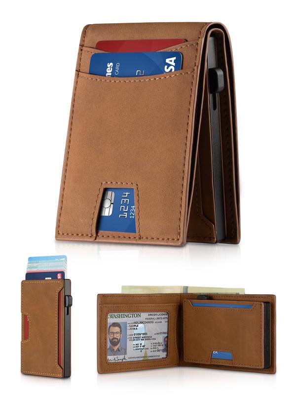 Minimalist Wallet for Men-Men's Slim RFID Blocking Smart Wallets with Money Clip,Metal Aluminum Pop Up Credit Card Holder, Front Pocket Thin Wallet,Birthday Anniversary Gifts for Mens