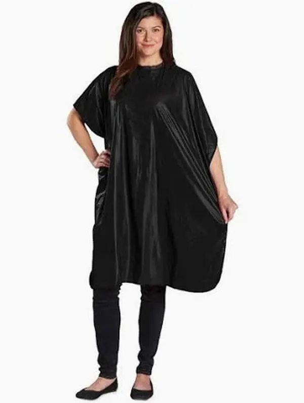 Scalpmaster Techno Vinyl Shampoo Cape Velcro & Hook-On Closure Black