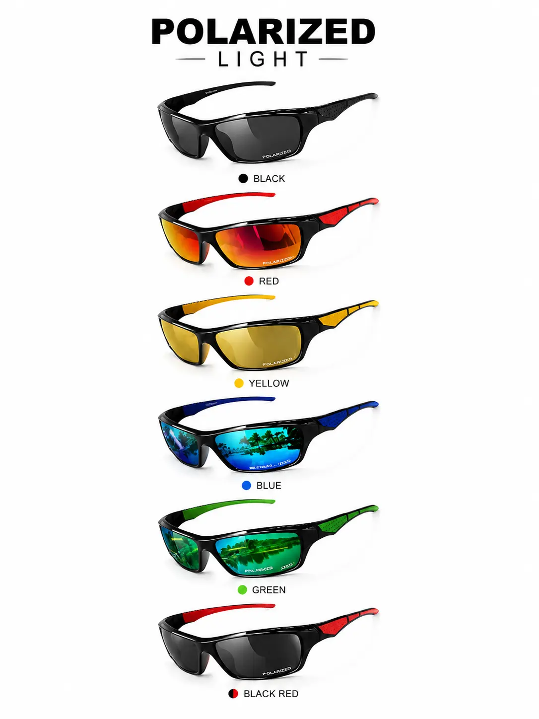 Men's Polarized Sunglasses with Colorful Coating for Outdoor Night Vision, Driver's Driving Glasses, Cycling Sports Glasses, Goggles