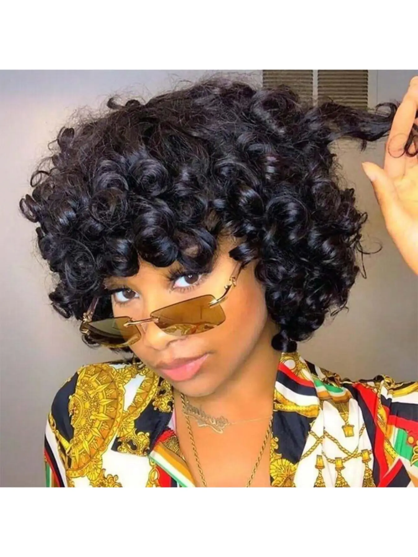 Short Curly Human Hair Wig 150% Density Glueless Pixie Cut Bouncy Curls Wear Pixie Curls 13x4 Lace Front Construction Wigs, Glueless Bob  main image 3