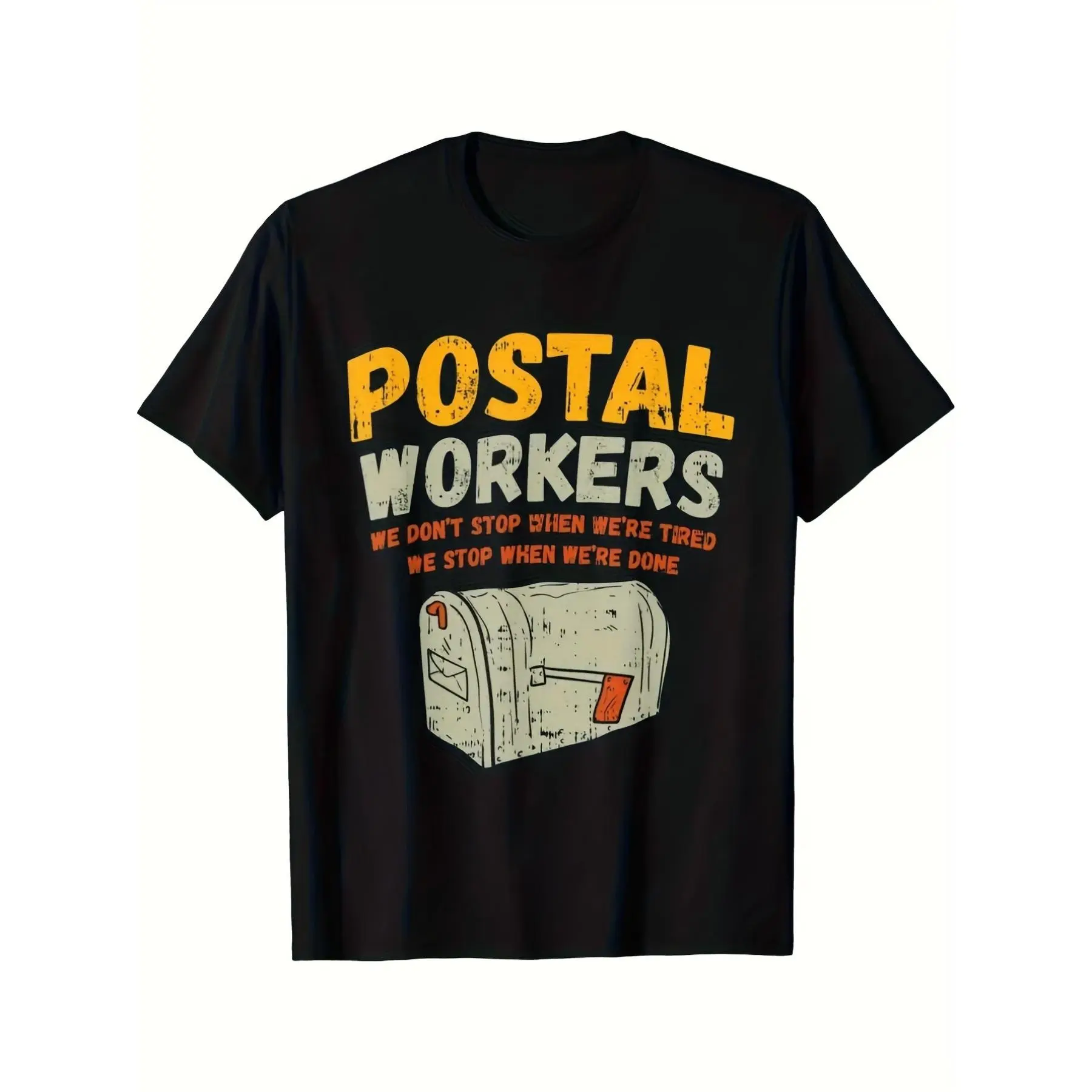 Men's Graphic Print T-Shirt, 100% Cotton Casual Round Neck Shortsleeve Tops with Postal Worker Design for Summer, Graphic Tees
