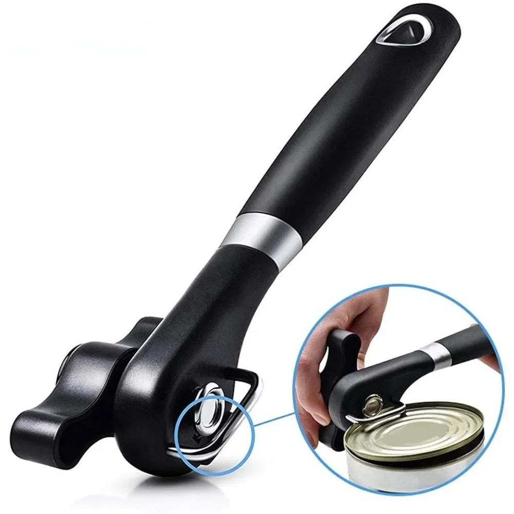 Smooth Edge Can Opener - Manual Handheld Tool with Easy Turn Knob, Stainless Steel for Safe Opening in Kitchen & Restaurant