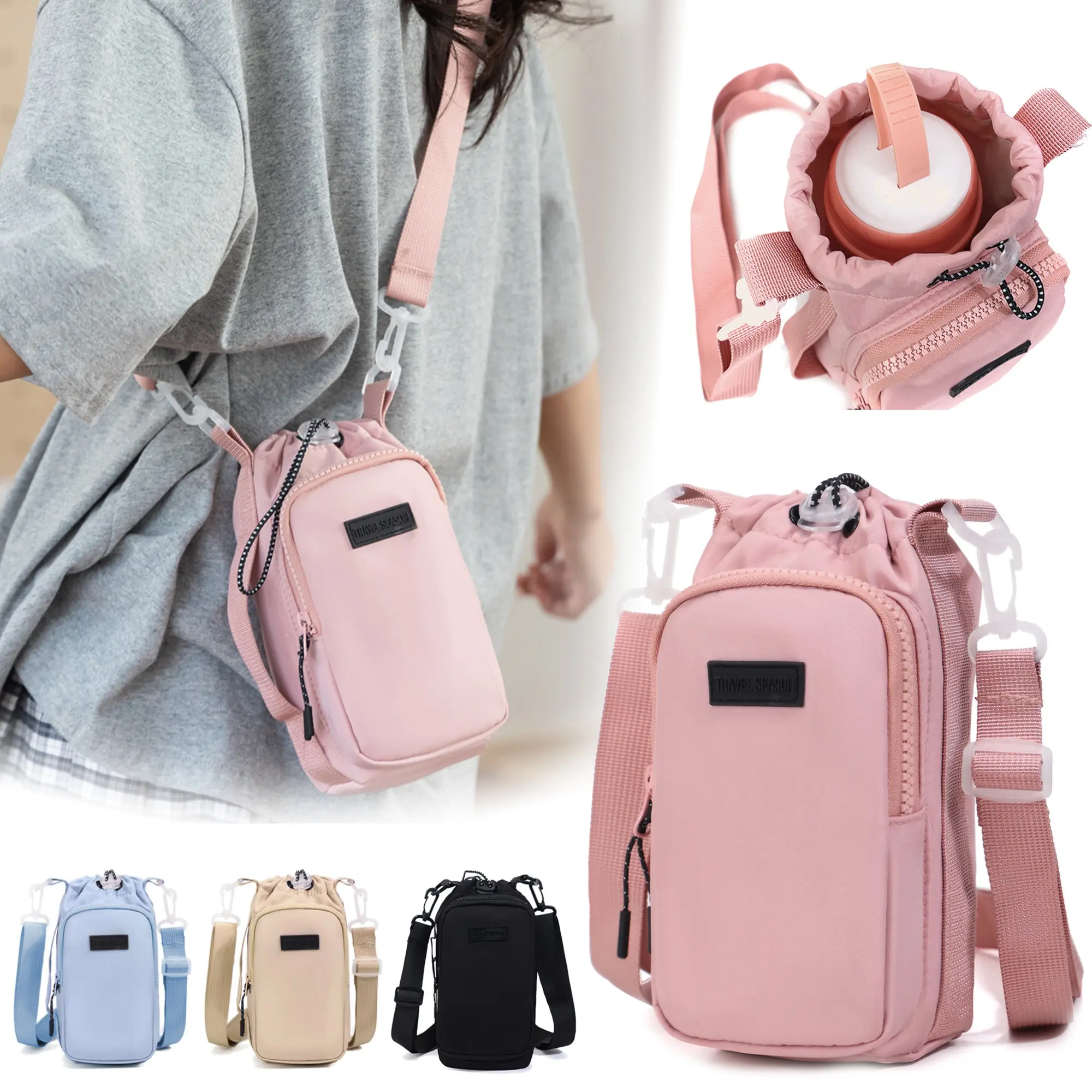 Fashionable Single Shoulder Bag, Convenient Crossbody Backpack, Lightweight Water Bottle Holder, Multiple Pockets, Adjustable Strap Bag, Suitable for Men and Women, Stylish Crossbody, Versatile Shoulder Bags