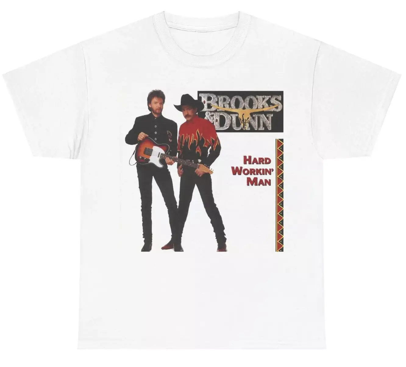 Brooks & Dunn Hard Workin' Man White Cotton Unisex One Side T-Shirt