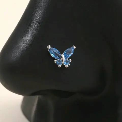 Butterfly Design L Shaped Nose Ring, Stainless Steel Nose Ring, Fashion Jewelry for Party, Daily Clothing Decor, Trendy All-match & Exquisite Jewelry for Birthday Gift, Chic Body Jewelry, Nose Ring Jewelry, Nose Piercing Jewelry, Body Jewellery