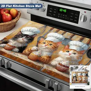 Cute Cat Baking Theme Silica Gel Oven Mat, Non-Slip Heat Resistant Kitchen Pad, Creative Cartoon Design, Aesthetic, Essential for Bakers, Baking Supplies