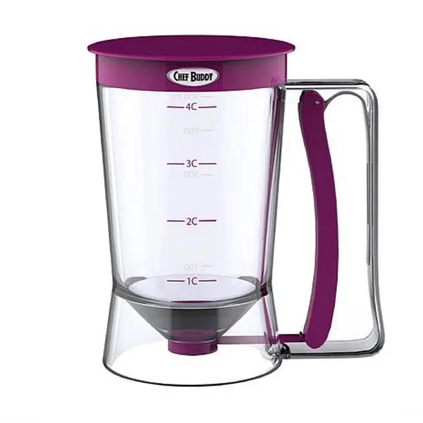 Trademark Global Pancake Batter Dispenser with Measuring Label - No Drip Dispenser