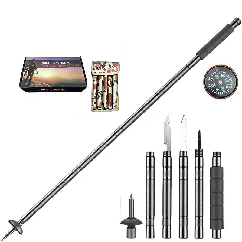laker 7075 Aluminum Trekking Poles, Foldable Hiking Sticks with Quick-Lock System, Adjustable 65-135cm with Non-Slip Cork Grip, Camping Accessories, Dual-Purpose Tips, 65Cm To 135Cm
