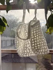 Mesh crochet beach bag