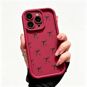 Cute Black Bowknot Pattern TPU Smartphone Casing, Shockproof Slim Protector for iPhone 17/16/15/14 Pro Max, 13/12/11/XR/XS Plus, Full Camera Protection Durable Tech Accessories Cellphone Cover