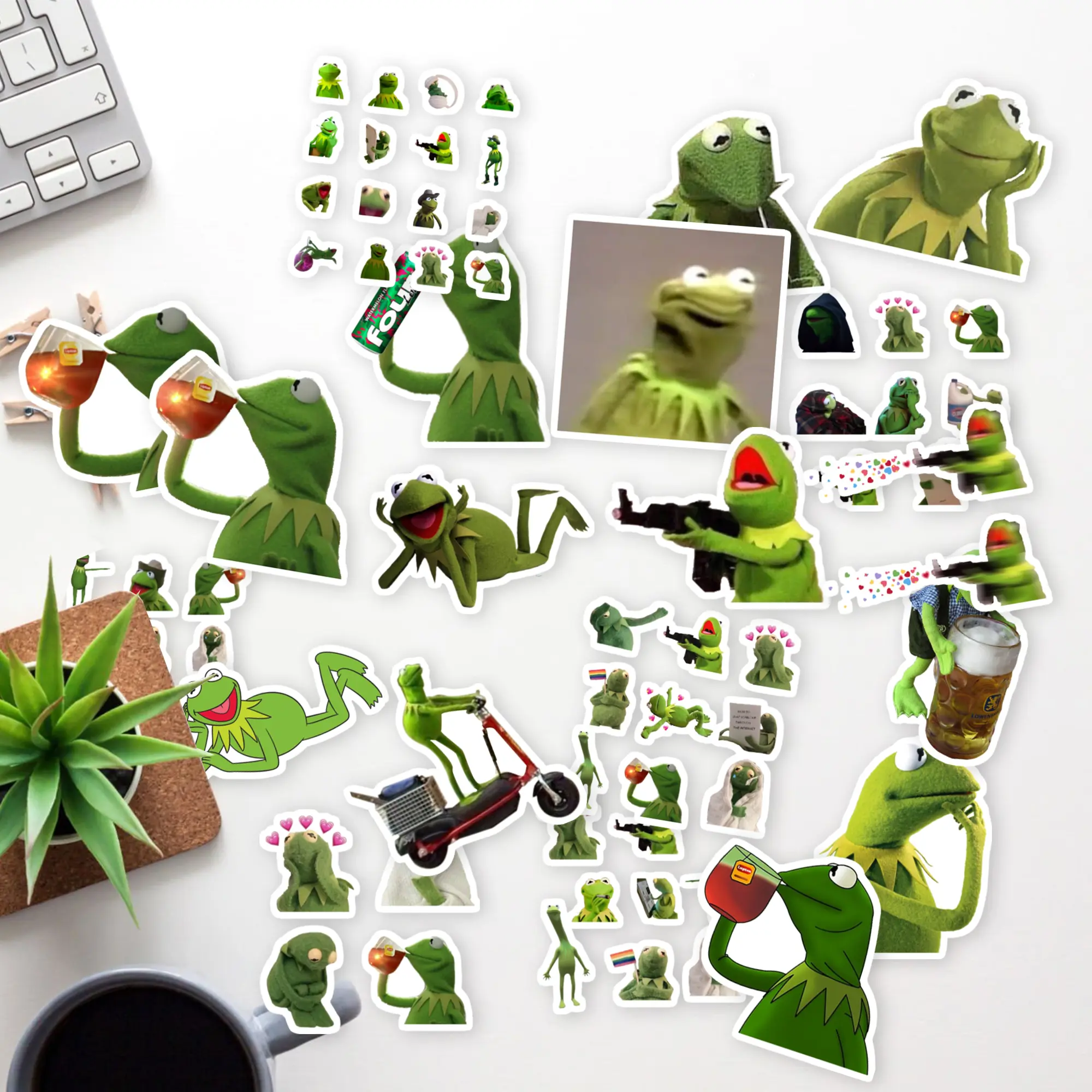 Stickers Pack 20 Pcs Kermit Waterproof Meme Bottle Car Laptop Vinyl Colorful Luggage Aesthetic Water Bike Guitar Bumper Skateboard