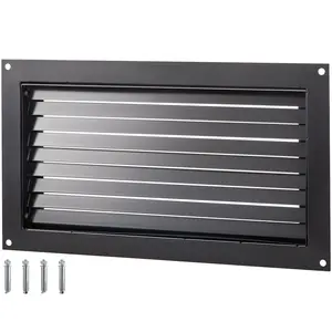 Foundation Flood Vent, 8-Inch Height By 16-Inch Width, Wall Mounted Vent For Garages And Full-Height Enclosures, Black Finish, Helps Reduce Foundation Damage And Flood Risk, Exterior Basement Foundation Vent, Weather Resistant