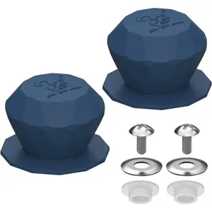 Universal Pot Lid Replacement Knobs Pan Lid Holding Handles Long Screws Anti-scald Cookware Cover for Kitchen Glass Lid 2 Pack  Shape Dark Blue