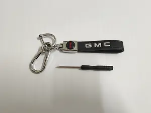 GMC leather keychain, metal key buckle, suitable for GMC models, specially designed and manufactured for all GMC models, high-quality keychain, car gift, car accessory