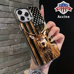 Case for iPhone 16 E Pro Max 15 Plus 14 13 12 11 XS XR American Deer Flag Matte Shockproof Anti-Scratch Stylish Smartphone Cover