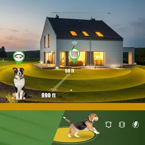 [Wireless Dog Fence] 990FT Adjustable Wireless Dog Fence System & Remote Training Collar, 2.4G Signal Dog Containment System With 3 Training Modes For Large/Medium/Small Dogs