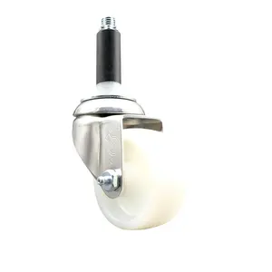 Nylon Swivel Stem Caster with 3 Inch White Caster Wheel - 7/8" Expanding Stem - 316 Stainless Steel Caster - 300 lbs. Capacity Per Caster - Service Caster Brand