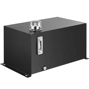VEVOR Hydraulic Fluid Tank 10 Gal Fuel Tank Heavy Duty Hydraulic Steel Tank Reservoir, Gasoline Transfer Tanks, Hydraulic Reservoir with Strainer Temp Gauge Filter Breather Cap for Tractors & Trucks
