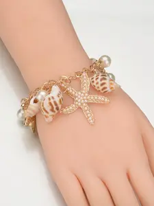 Boho Style Shell Design Lobster Closure Bracelet, Starfish & Conch Design Adjustable Bracelet for Women & Girls for Beach Party Vacation, Trendy Jewelry for Birthday Gift, Trendy Jewellery Accessories, Trendy Fashionable Accessories