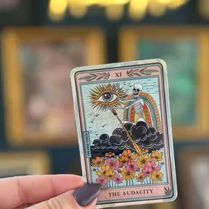 The Audacity Tarot Card Holographic Sticker, Audacity Tarot Card sticker,Waterproof Tarot Card Sticker, Water bottle, laptop, phone stickers