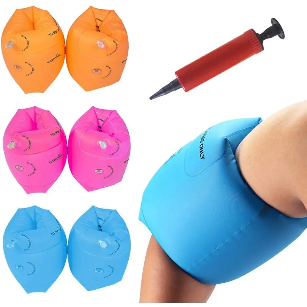 Kids' Self-Inflating PVC Pool Floaties 6-Pack - One Size Swimming Floater Arm Rings, Double Airbag, Full Flotation Support, Durable, Easy Storage, Comfortable Water Sports Pool Accessories (70 lbs Capacity)