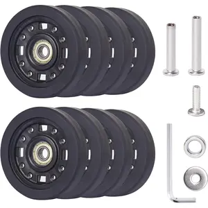 Luggage Wheels Replacement 55 * 11mm, Swivel Caster Wheels Bearing Repair Kits Double Luggage Wheels Rubber Suitcase 8 count with Precision Bearing for Replacement Travel Suitcase Caster