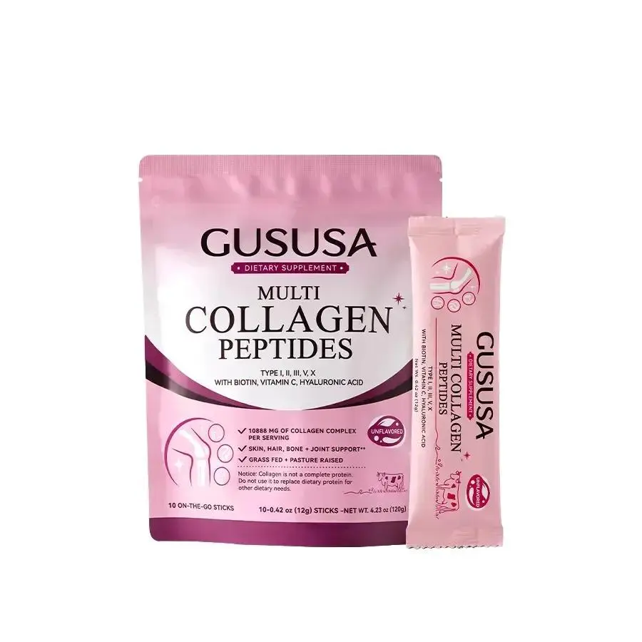 GUSUSA Bovine Collagen Peptide Powder Dietary Supplement - Multi-Source Chicken Bone Soup Protein, Anti-Aging Skin Repair, Skin Care, Wrinkle Resistance, Body Health Support - 129g per Pack