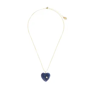 Heart of Lapis Lazuli Stone Necklace With Dainty Chain